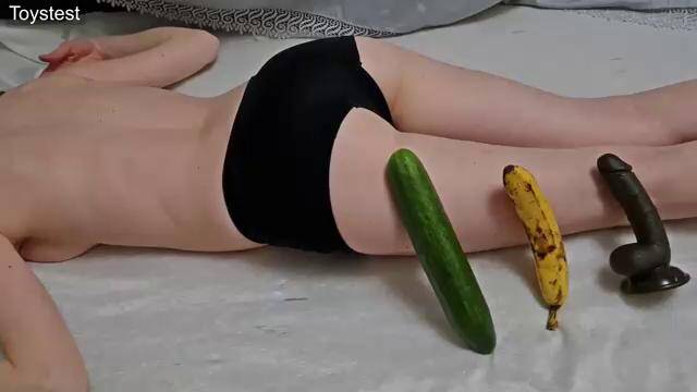 Girl fucked with fruits