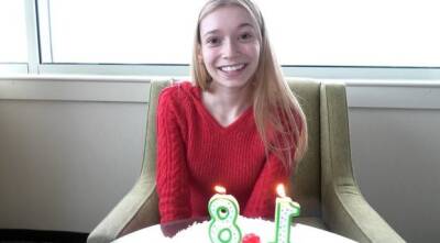 Very petite blonde has just turned 18 and is making her porn debut - sunporno.com