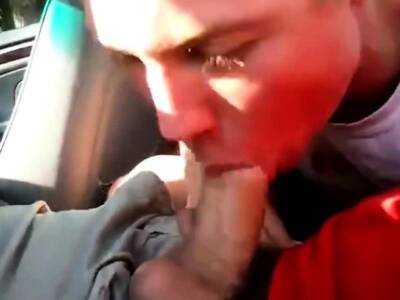 young twink sucks dick in car and swallows - nvdvid.com