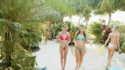 Bubbles and bikini teen babes on cock - nvdvid.com