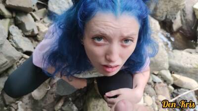 Cute Schoolgirl With Blue Hair Gives Blowjob And Sex To Get Cum On Face - hclips.com