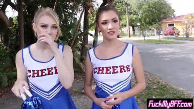 Slut cheerleader teens picked up a big cock and got fucked - sexu.com