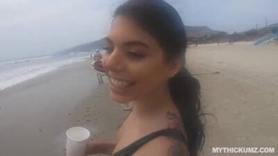 Thick Latina gags on random cock from the beach - sexu.com