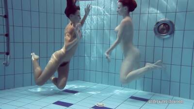 Katrin Swims And Strips Lucy In The Swimming Pool - voyeurhit.com