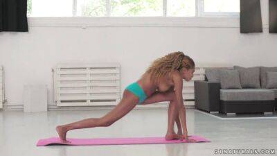 Luna Corazon - Black yoga girl enjoys foot play - Luna Corazon and Lutro - sexu.com