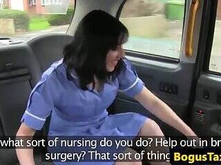 Brit taxi nurse deepthroating cabbies cock - pornoxo.com