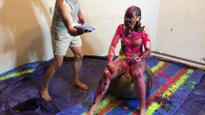 Very Naughty Sexy Girl, Playing With Custard Pies And Messy Slime - hclips.com