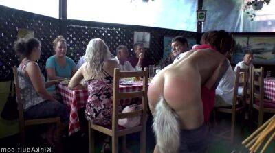Lesbians nailing in public restaurant - sunporno.com