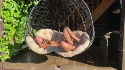 Blonde Fucks Her Didlo With A Big Rubber Dick On A Swing - hclips.com