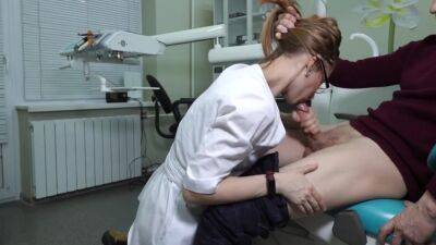 A Ukrainian Doctor With Glasses Grabs The Patients Cock And Began To Greedily Give Him A Blowjob - hclips.com - Ukraine