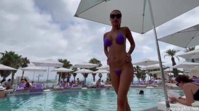 Monika Fox In A Purple Bikini Swims In The Pool - Monikafox - hotmovs.com