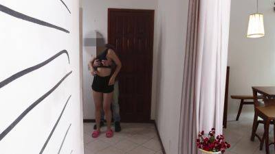 Wife Welcomes The Neighbor To The House While The Cuckold Is In The Bathroom - hclips.com - Brazil