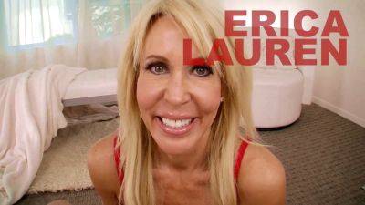 Erica Lauren - Erica Lauren, the Cougar MILF, swallows a huge load after giving a POV blowjob and getting pounded with a massive cock - sexu.com