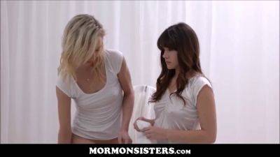 Zoe Parker - Zoe Parker and her Mormon sister share a hard cock behind the white sheets - sexu.com