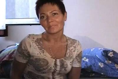 Old and short haired German lady dildoing her muff after a shower - sunporno.com - Germany