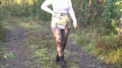 Forest Walk In Black Pantyhose - upornia.com