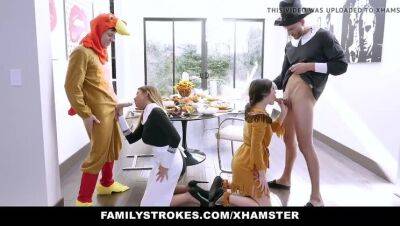 Brooklyn Chase - Rosalyn Sphinx - Kinky Family Thanksgiving Orgy - porntry.com
