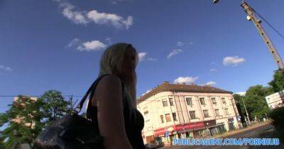 Hot blonde with long hair fucked hard by stranger in public for cash - sexu.com