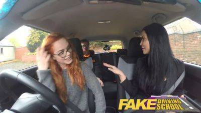 Zara DuRose gets her ginger bush out in a fake driving school POV video - sexu.com - Britain