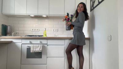 Cleaning The Kitchen In Stockings - hclips.com - Russia