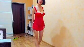 Myla Angel's Hot striptease in red dress and sportwear! - xvideos.com