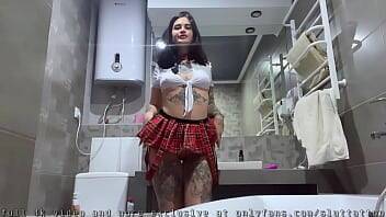 Schoolgirl plays with herself with a vibrator in the bathroom - xvideos.com
