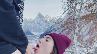 Beautiful shawty gives astonishing blowjob on the picturesque background - anysex.com