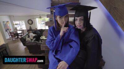 Teen lezzies celebrate graduation and try swapping 4some with Stepdads - anysex.com